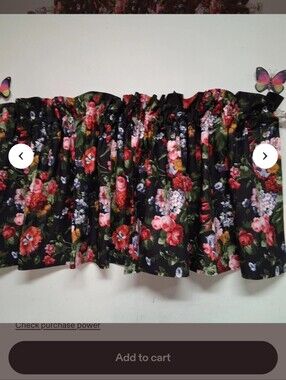 Ralph Lauren Isadora Black Floral Valance Curtain - Vibrant Pink & Red Flowers